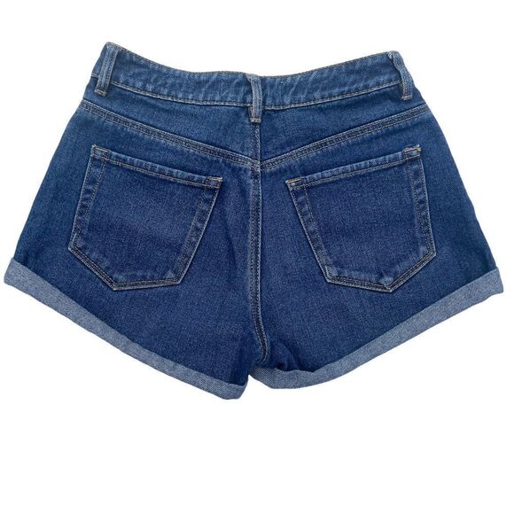 BULLHEAD Denim Shorts Blue Jean High Rise Distressed Cuffed Shorties Women 25 - Picture 2 of 6